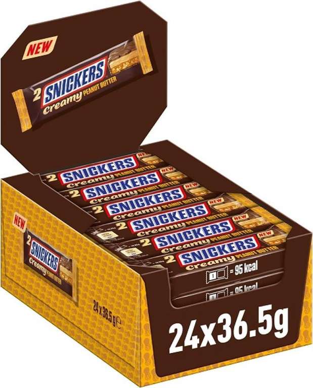 Snickers Creamy Peanut Butter Chocolate Bar 24 x 36.5g (14th July 24 BBE) - £22.50 min spend