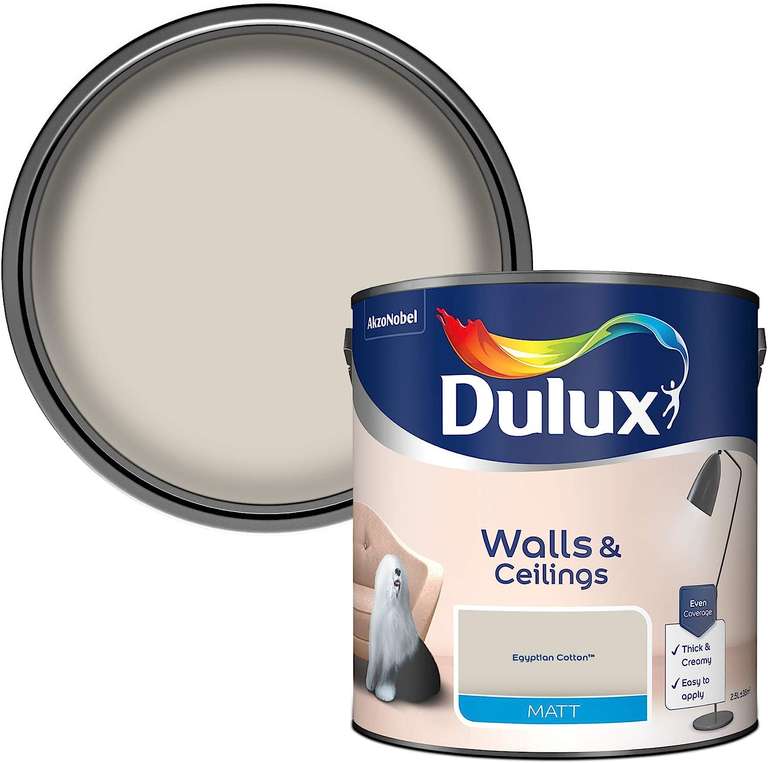 Dulux 500006 Matt Emulsion Paint For Walls And Ceilings - Egyptian Cotton 2.5L with voucher