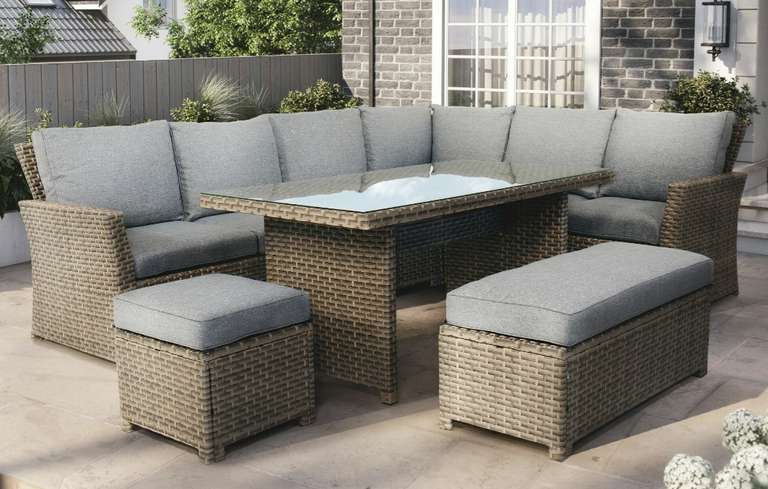 Palma – Corner Rattan Garden Lounge Set – 9 Seater - Grey £700 +£34.95 delivery with code @ Out and Out