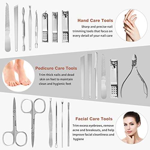 16pcs Stainless Steel Professional Nail Clippers and Care Kit - £4.51 With Voucher, Dispatched By Amazon, Sold By Osmanthus fragrans Co.Ltd