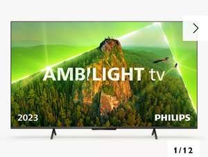 Philips 55PUS8108 (2023) LED HDR 4K Ultra HD Smart TV, 55 inch with Freeview Play, Ambilight & Dolby Atmos, Satin Chrome (UK Mainland)