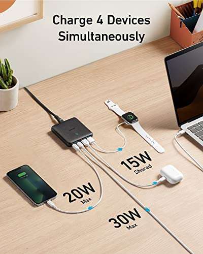 Anker USB C Plug, 543 Charger (65W II), PIQ 3.0 & GaN 4-Port Slim Fast Wall Charger £33.99 with voucher, delivered @ Amazon /Anker
