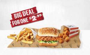 Big Deal for One - Mini Fillet Burger, Medium Fries, Small Popcorn Chicken for £2.99 via App @ KFC