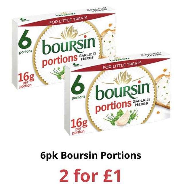 Boursin Garlic and Herb (6 packs of 16g): 2 for £1 @ Farmfoods Dewsbury