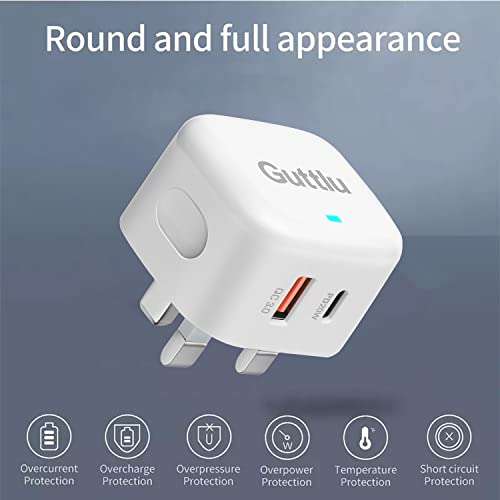 Guttlu 20W fast charger plug + 2m MFI certified cable - £8.49 Dispatched By Amazon, Sold by Guttlu