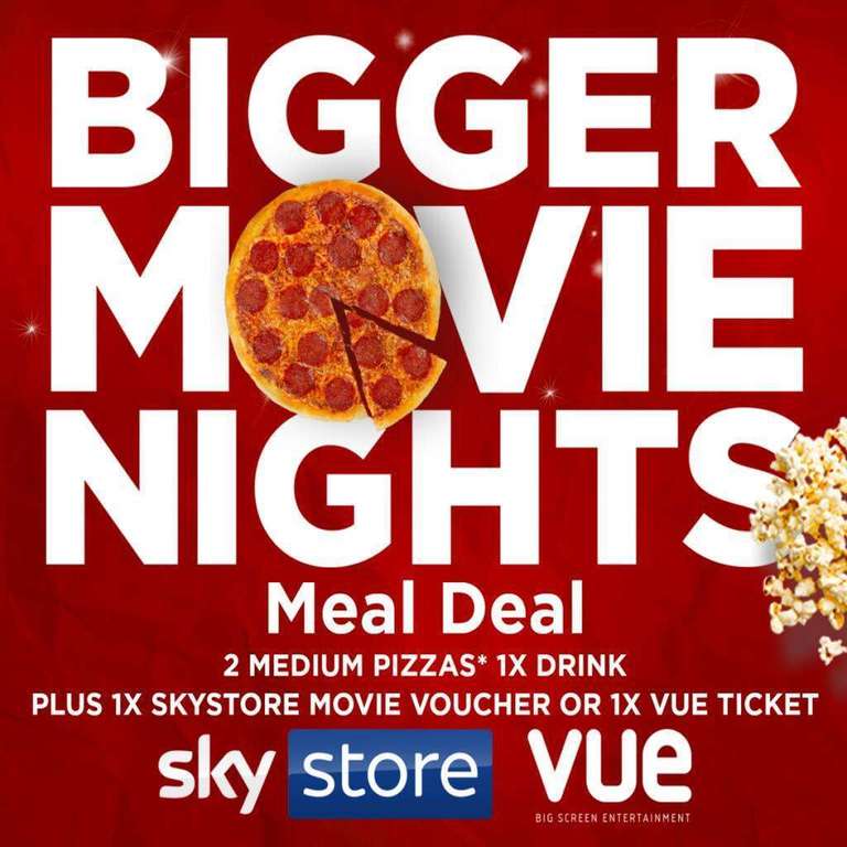 2 Asda Medium Pizzas + 1 Drink + 1 VUE Cinema Ticket or 1 Sky Store Voucher Worth £5.49 = £6 @ Asda
