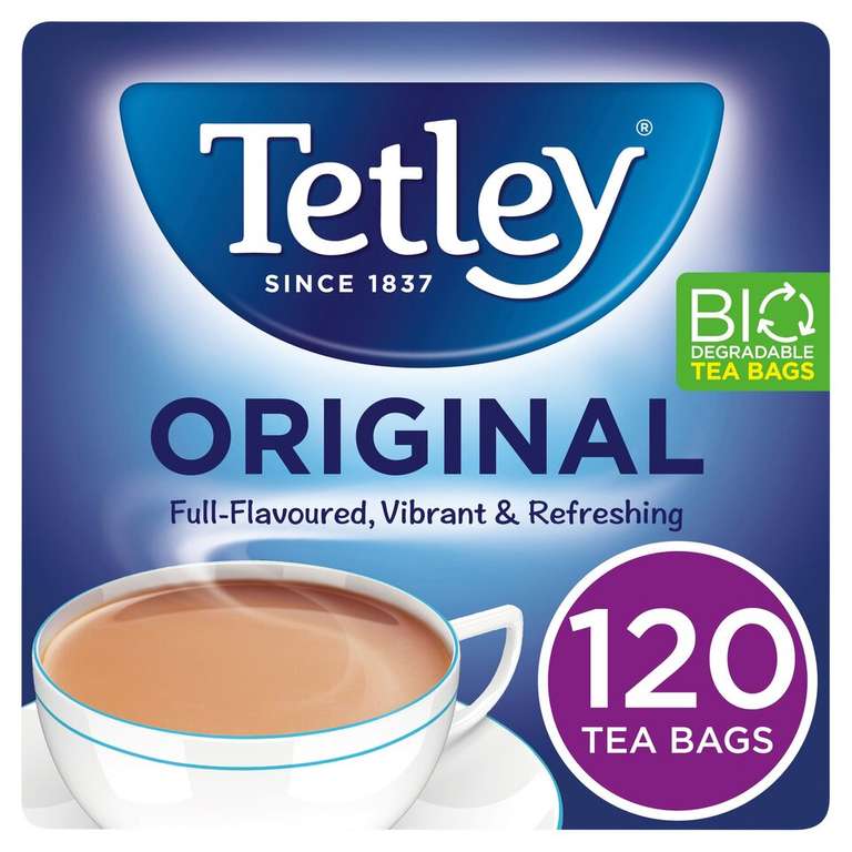 Tetley Original 120 Teabags 375G - £2.50 Clubcard Price at Tesco