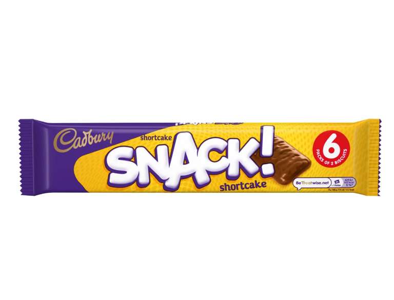 Cadbury Snack! Multipack OFFICIAL, 6-Pack of 2 Chocolate-Covered Shortcake Biscuits, 120 g