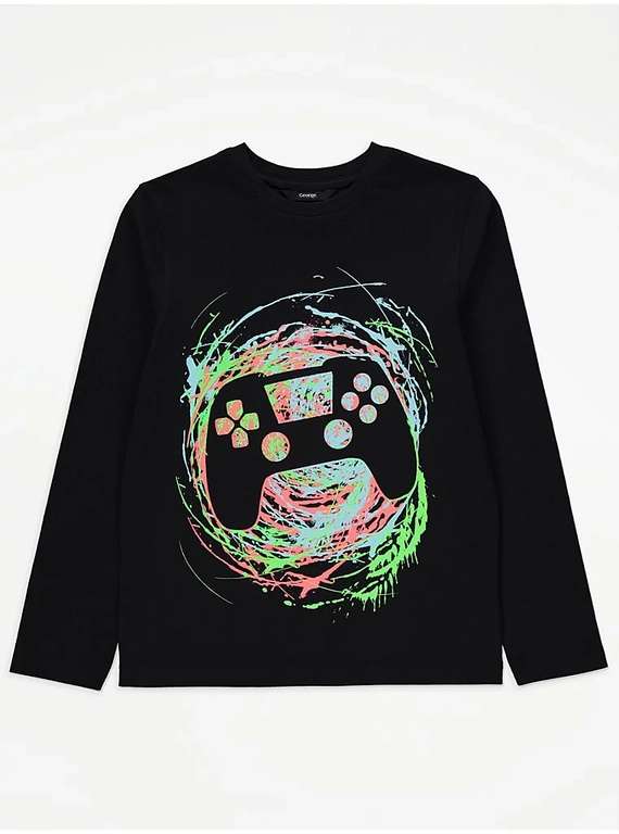 Gaming Controller Graphic Long Sleeve Boys 100% Cotton Top ( from £2 - £3 Age Depending ) + Free Click & Collect