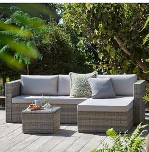 Alexandria Rattan Effect Garden Corner Sofa Set - Natural