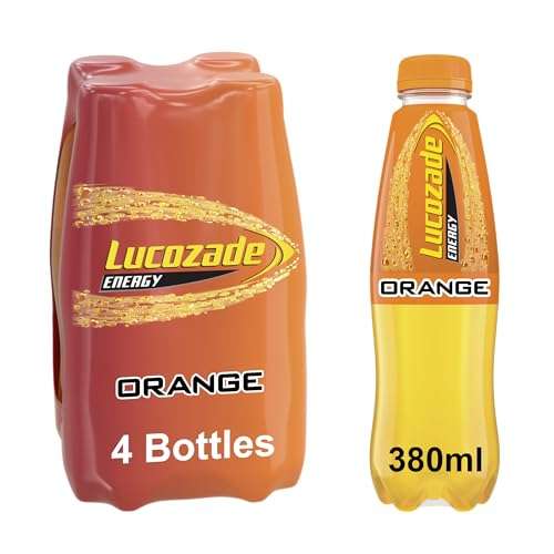 Lucozade Energy Drink, Orange Flavour, Fizzy, 4 Pack, 380ml - £1.80 / £1.70 with S&S
