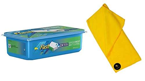 Flash 317765-1 Speedmop Wet Cloths Lemon Multi-Surface Refills, 1 x 24 Pack, Cotton, White £3.37 (Pre-order) @ Amazon