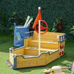 Kids Wooden Sandbox Pirate Ship Sandboat w/ Bench Seat Storage Space Fir Wood £93.49 with code @ eBay 2011homcom