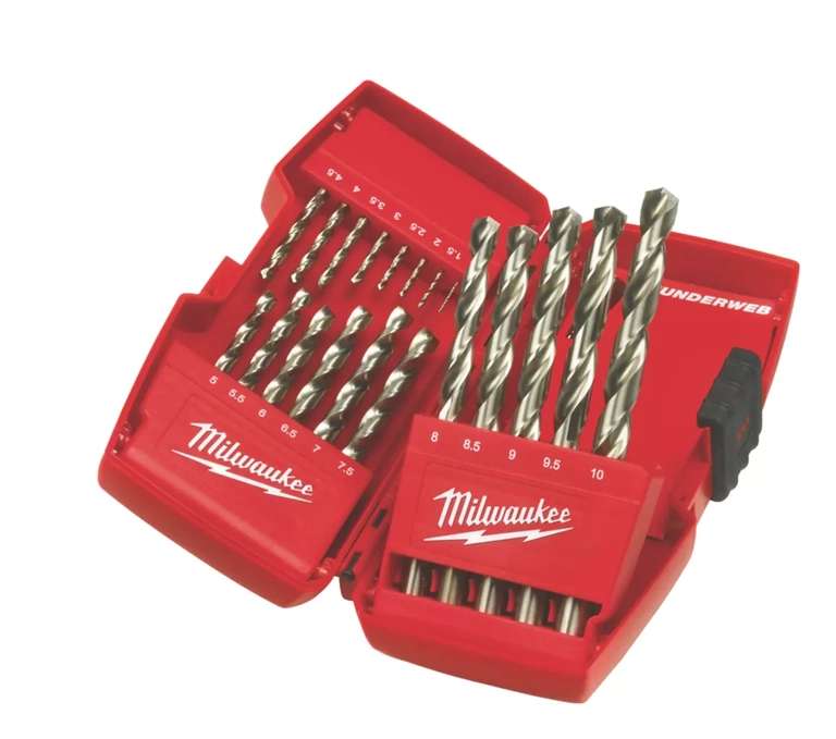 Milwaukee Straight Shank Thunderweb HSS-G Metal Drill Bit Set 19 Piece Set - £19.99 + Free click and collect @ Screwfix