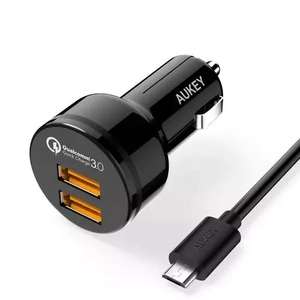 Aukey 36W Dual Port Qualcomm Quick Charge 3.0 Car Charger with Cable - £9.48 with code @ MyMemory