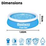 Bestway 6ft Fast Set Pool, Swimming Pool for Kids and Adults, Outdoor Inflatable Pool, 970L