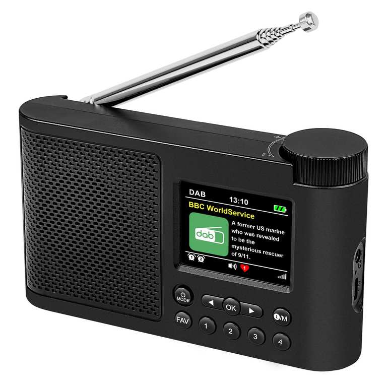 DAB Portable Digital Radio Rechargeable Battery or Mains Powered Small FM Radio Sold by ELASTICCHAIN / FBA
