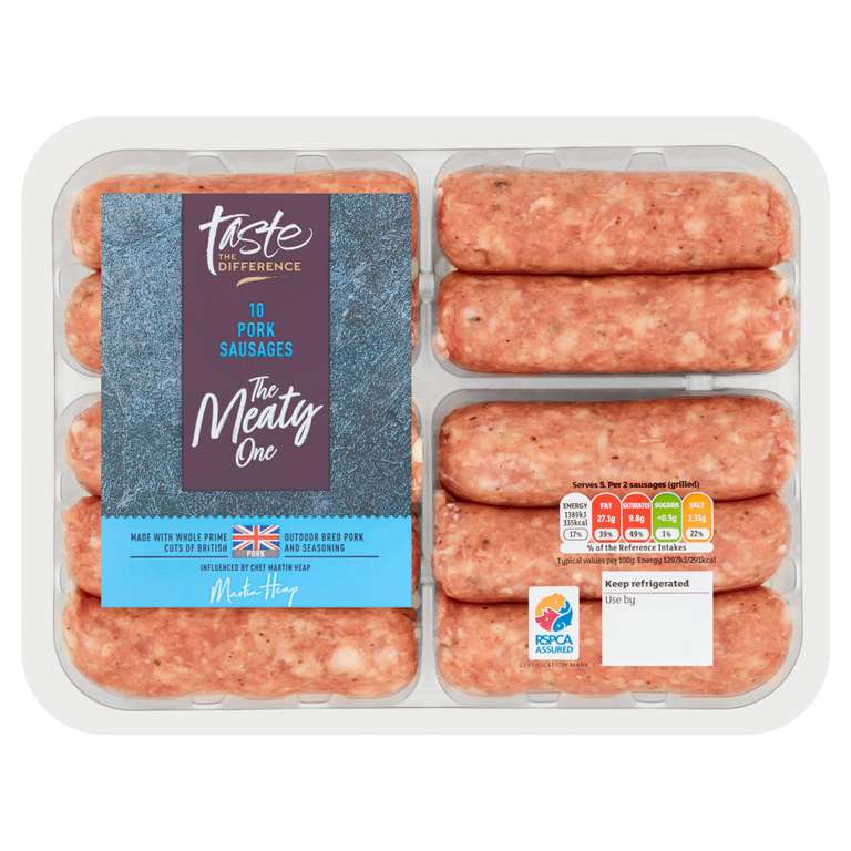 Sainsbury's Pork Sausages, Taste the Difference x10 667g £3.33 @ Sainsbury's