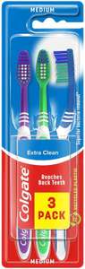 Colgate Extra Clean Medium Toothbrush pack of 3 (Assorted) with a Cleaning Tip that Reaches and Cleans Back Teeth 99p @ Amazon