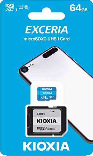 64GB - KIOXIA EXCERIA microSD Memory Card U1 Class 10 100MB/s - £3.99 @ Amazon