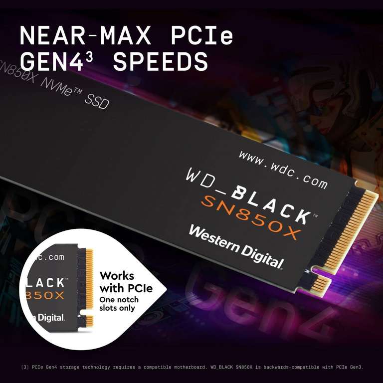 WD_Black SN850X 1TB M.2 2280 PCIe Gen4 NVMe Gaming SSD up to 7300 MB/s read speed