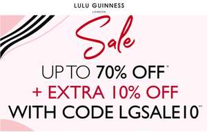 Up to 70% off the Sale Plus Extra 10% Delivery £6 @ LuLu Guinness