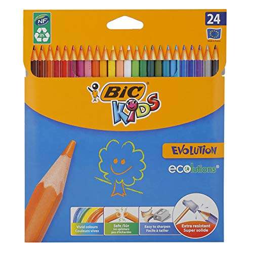 BIC Kids Evolution ECOlutions Colouring Pencils, Assortment of Coloured Pencils (4.3mm), 24 Count (Pack of 1) £4 @Amazon