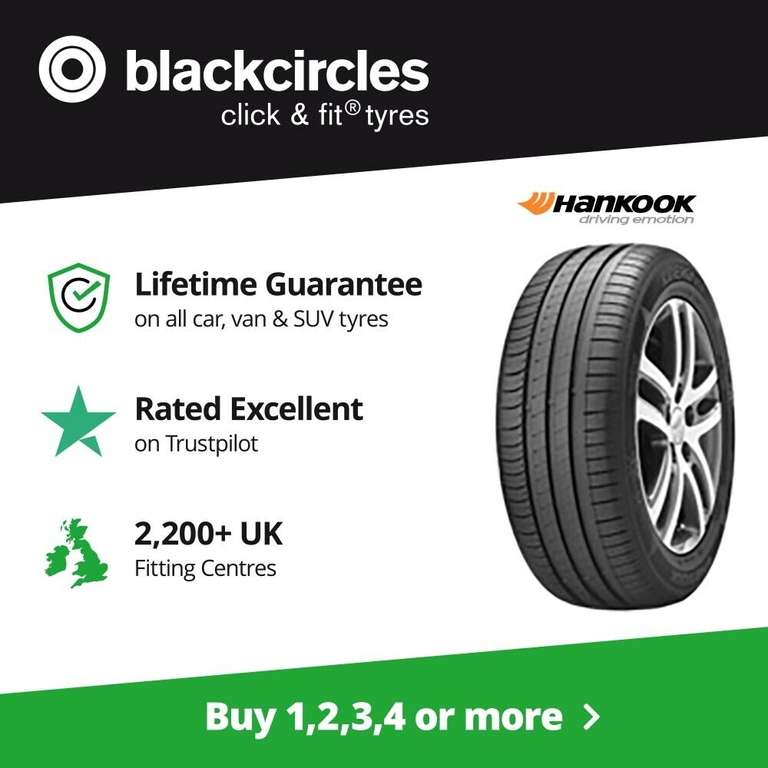 1 x Fitted 195 65 15 95H XL - Hankook Kinergy Eco tyre Rated A wet, A effciency, reinforced- w/ Code (fitting for £1) Sold by Blackcircle
