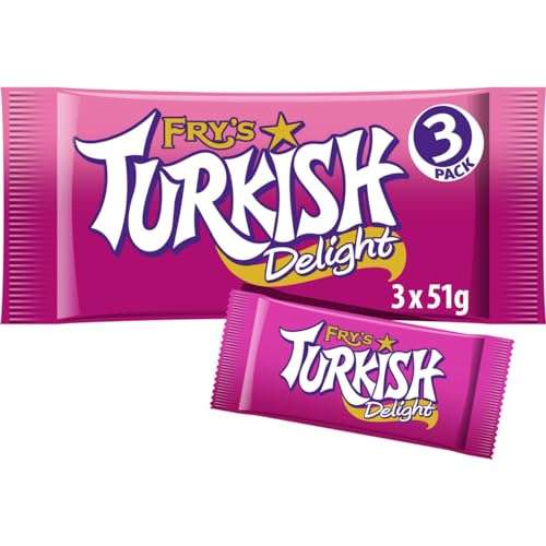 Fry's Turkish Delight 3 x 51g Bars (Pack of 22 Multipacks) 66 bars (£11.09 / £10.48 w/ S&S & First S&S Voucher)