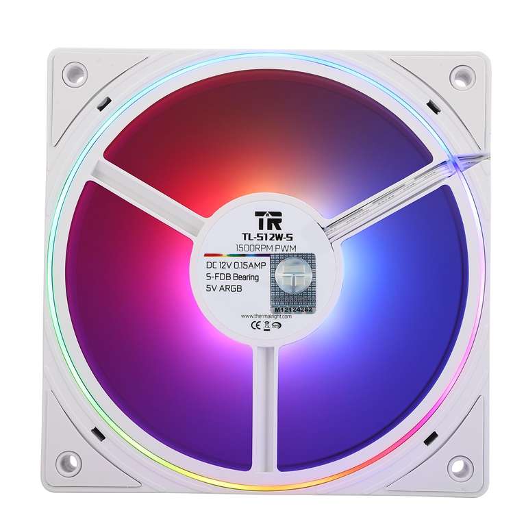 Thermalright TL-S12W-S CPU Fan (Pack of 3) - White - 120mm - ARGB - 4pin PWM - sold by deliming321 FB Amazon