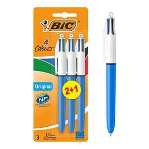 BIC 4 Colours Original, Retractable Ballpoint Pens, Ideal for School, Medium Point , Multi-coloured, Pk 3 £2.19 / £2.08 Sub & Save @ Amazon