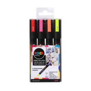 Uni Posca Paint Marker PC-5M Fluorescent Pack of 4 £1.49 - Free Click & Collect at Rymans