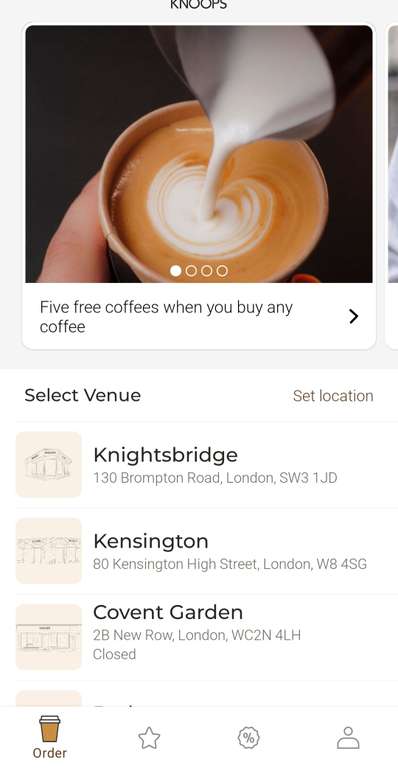 5 Free Coffees (1 Per Day) When You Order A Coffee Via The App