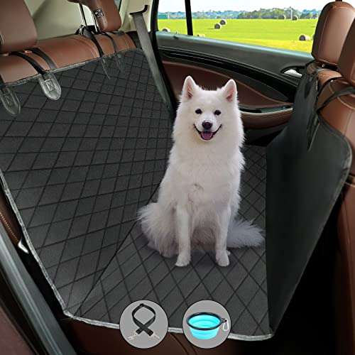 Dogs Hammock for Cars, Anti-Slip Back Seat Cover, Comes with a Pet Seat Belt & Pet Bowl - by AcwooEU FBA