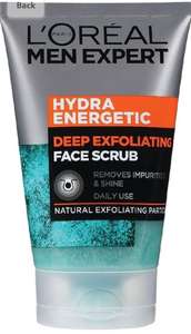 L'Oreal Paris Men Expert Face Scrub, Hydra Energetic Deep Exfoliating Face Wash for Men 100 ml - £2.55 - £2.85 with S&S