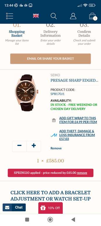 Seiko Presage Sharp Edged Men's Watch - Rose - £585 with code @ First Class Watches
