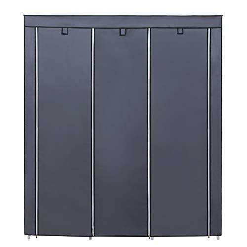 SONGMICS Canvas Wardrobe Bedroom Furniture Cupboard Clothes Storage Organiser Gray 175 x 150 x 45cm RYG12G - £30.99 @ Amazon