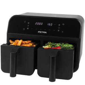 Petra Dual Air Fryer Double Drawer Non-Stick LED Display 6 Presets 7.4L 2400W with code via Home Of Brands