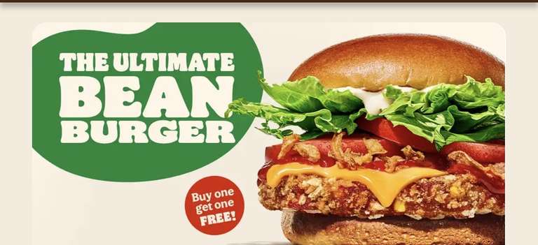 Buy One Ultimate Bean Burger & Get One Free Via App