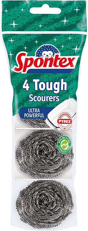 Spontex Tough Scourer, 4 Count (Pack of 1) - £1 each (min order 2) - £2 / £1.80 S&S @ Amazon