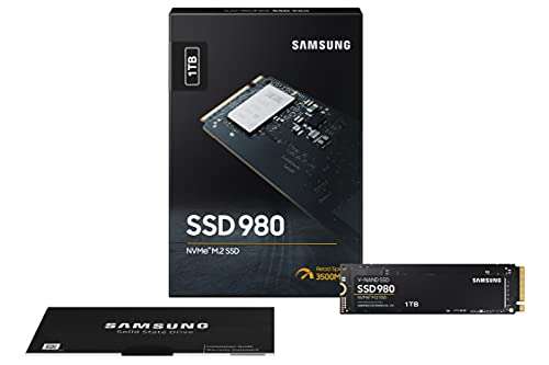 Samsung 980 1 TB PCIe 3.0 (up to 3.500 MB/s) NVMe M.2 Internal Solid State Drive (SSD) (MZ-V8V1T0BW) £69.91 Amazon