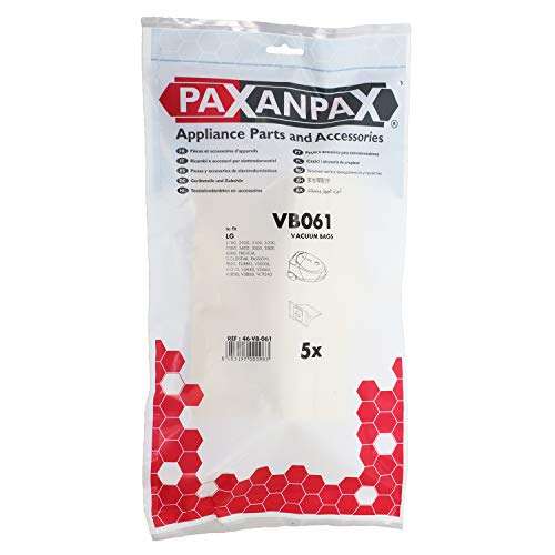 Paxanpax VB061 Compatible Paper Vacuum Bags For LG 'TB33/TB34/TB39' Extron, Passion, Turbo; Hitachi CV3200 Series (Pack of 5)