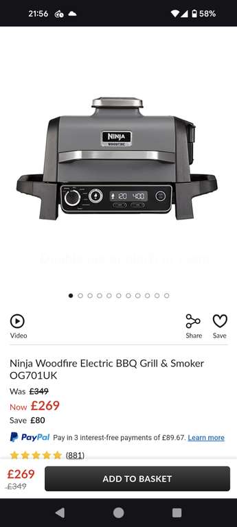 Ninja Woodfire Electric BBQ Grill & Smoker with Stand & Cover - Free C&C