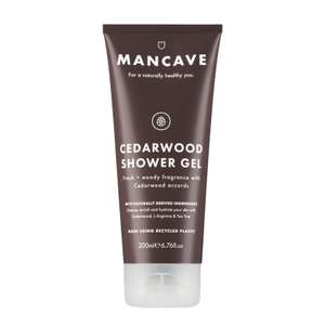 ManCave Cedarwood Shower Gel 200ml, Sulphate & Paraben Free, Vegan Friendly (£3.29/£3.11 S&S + 25% off 1st S&S - As low as £2.20)
