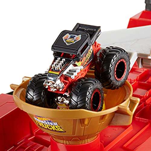 Hot Wheels Monster Trucks, Transporter and Racetrack, Includes 1:64 Scale Bone Shaker Monster Truck and 1:64 Die-Cast cars - £30.99 @ Amazon