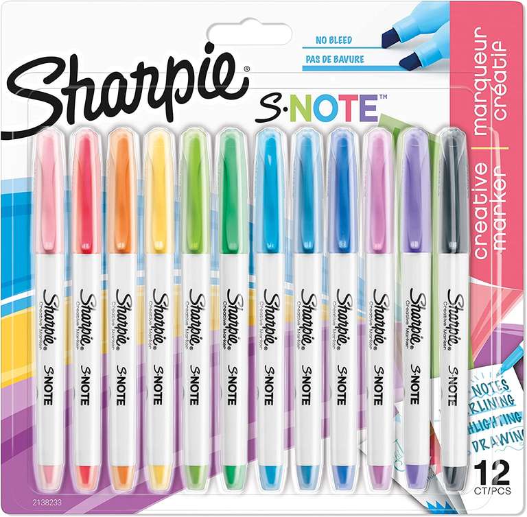 Sharpie S-Note Creative Colouring Highlighter Pens | Marker Pen to Write, Draw & More,12 Count - £5 / £4.75 S&S @ Amazon