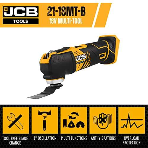 JCB 18v Cordless Multi Tool, Bare Unit, Variable Speed, Anti-Vibration & Tool-Free Blade Changing, 3 Year Warranty £29.95 @ Amazon