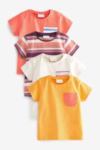 100% Cotton Bright Red and Yellow 4 Pack Baby Short Sleeved T-Shirts - £4 + free click and collect at Next