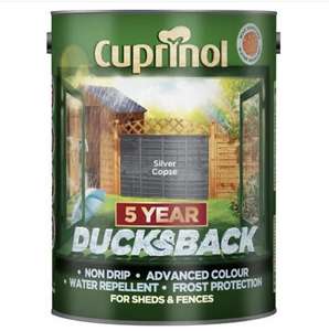 Cuprinol 5 Year Ducksback waterproof paint for sheds and fences 5L - Click & Collect Only