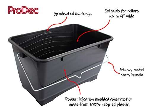 ProDec 10 litre (2 gallon) Medium Plastic Paint Scuttle Bucket 100% Recycled Plastic With Metal Carry Handle £4.95 @ Amazon